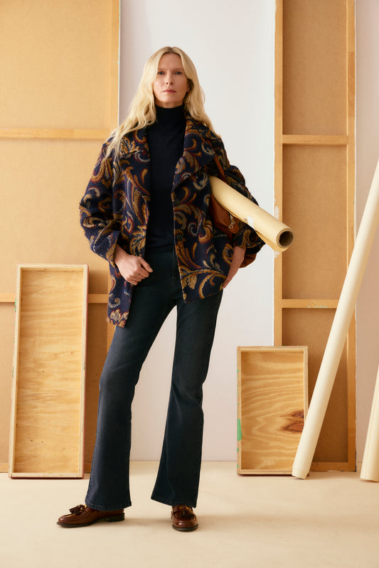 Tapestry caban coat