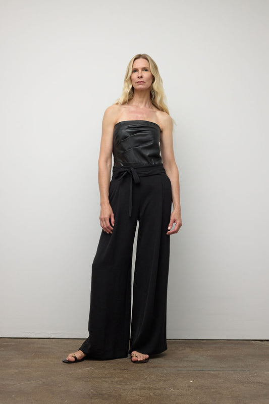 Pantalon large avec ceinture en ruban