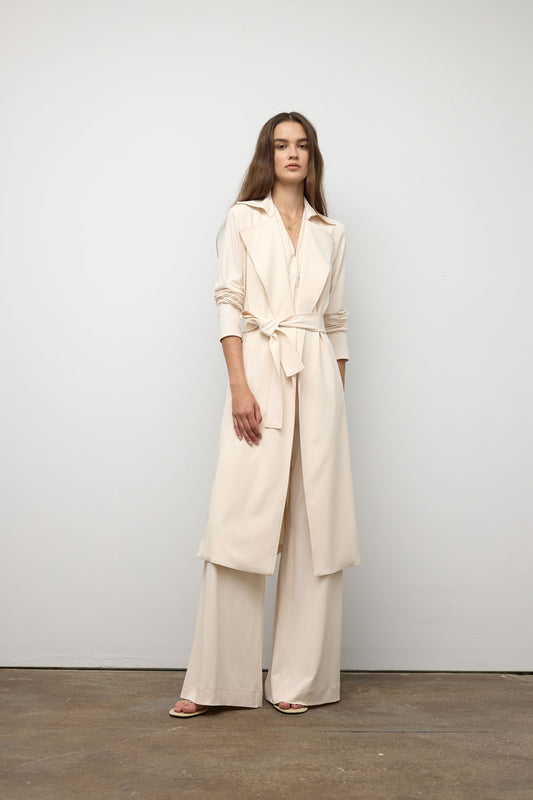 Matte jersey trench coat