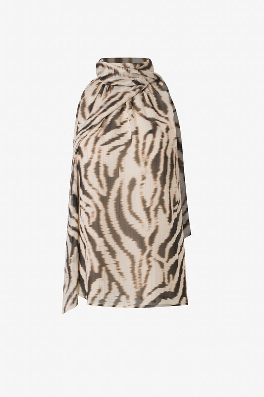 Printed sleeveless blouse with scarf