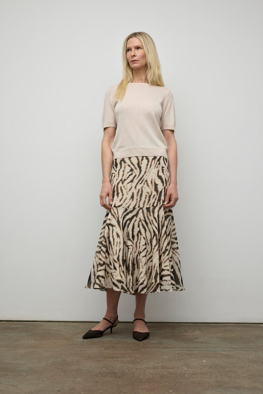 Printed mid length skirt