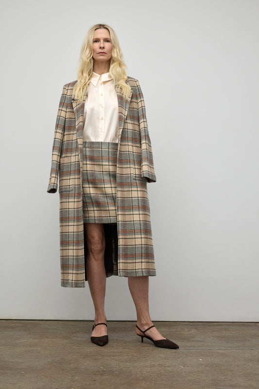 Plaid long coat