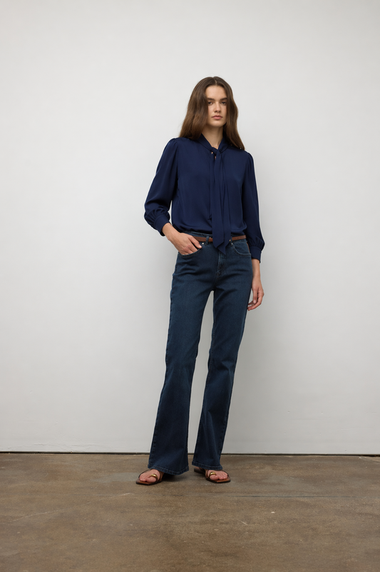 Tie neck long sleeve blouse