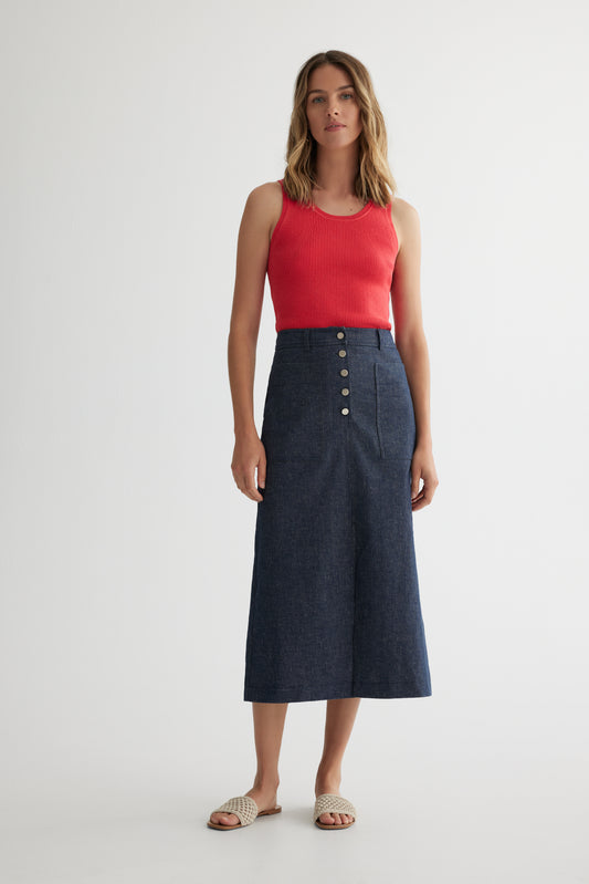 Jupe denim mi-mollet