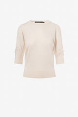 Fine merino blend sweater rushed sleeve detail Fine merino blend sweater rushed sleeve detail