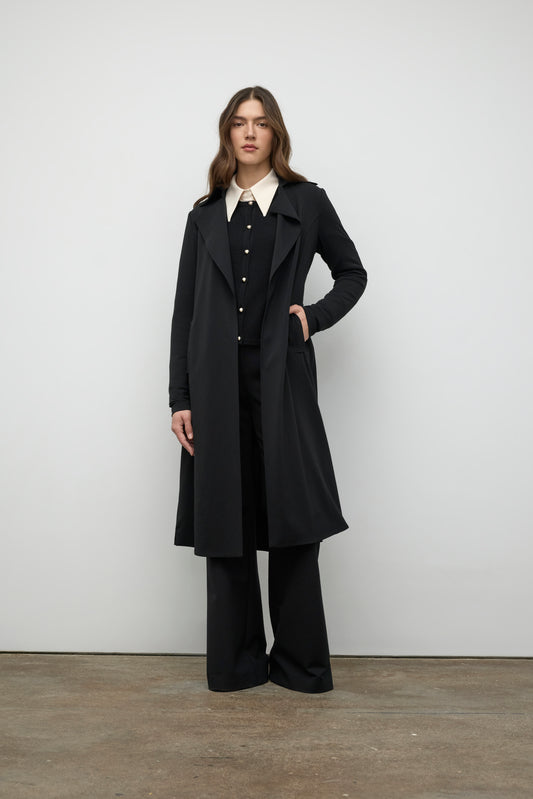 Matte jersey trench coat