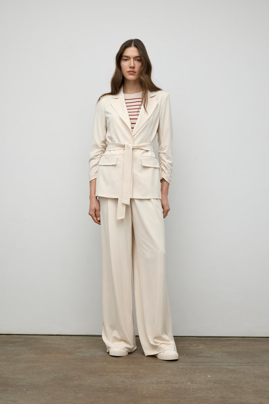 Belted matte jersey jacket