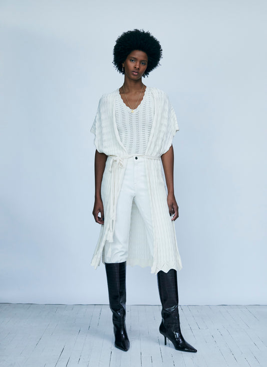 Cardigan tricot avec ceinture détachable