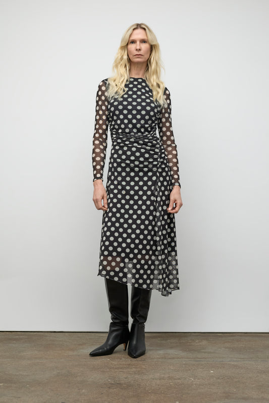 Polka dot asymetric dress