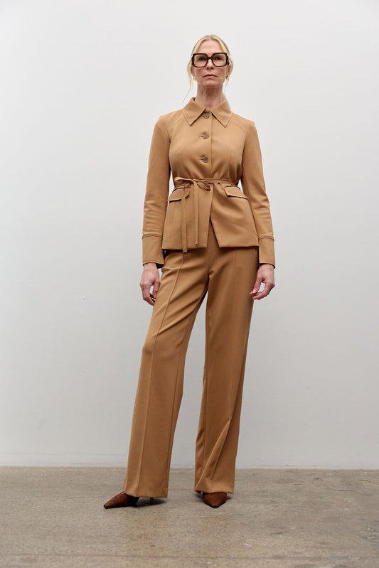 scuba Belted jacket with flap pockets