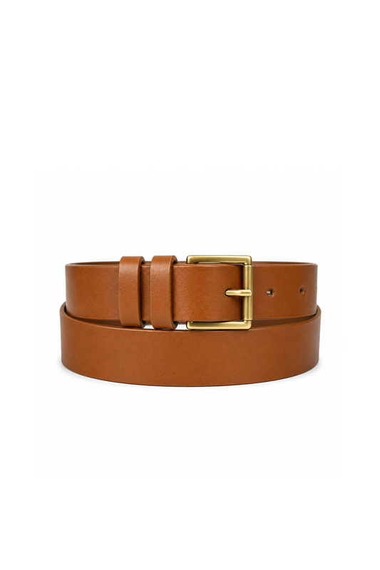 Genuine Leather double wrap belt with roller buckle