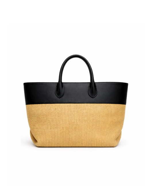 Iris – Cabas en cuir et paille