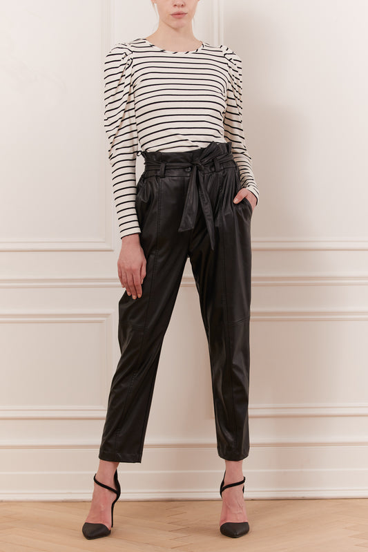 Faux leather paperbag pant