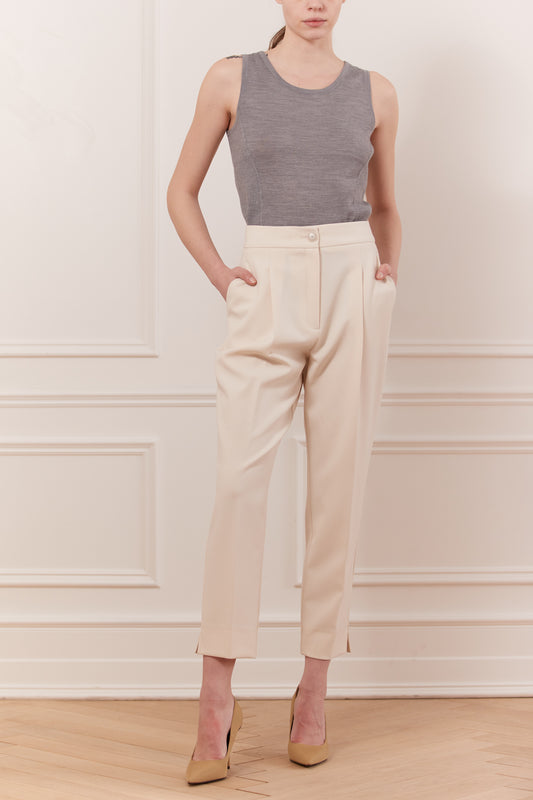 Crop pant with front pleat