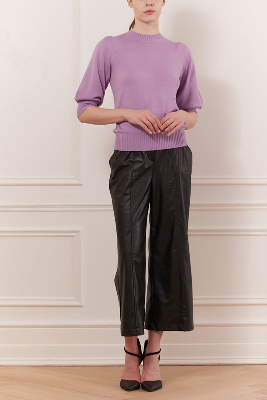 Sweater with gigot sleeve & mock neck