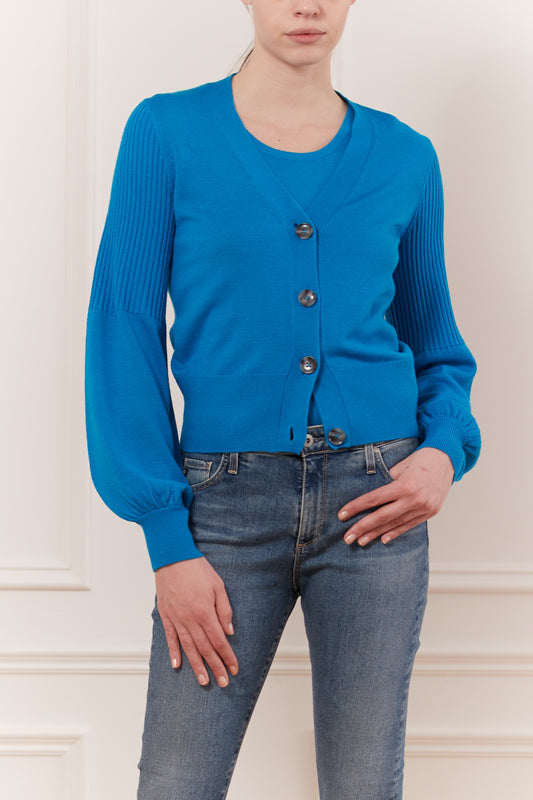 Cardigan court manche demi bouffante