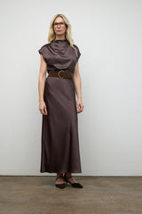 Large ceinture en daim véritable avec boucle ronde en laiton antique