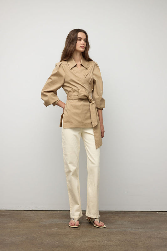 Veste en coton ceinturée