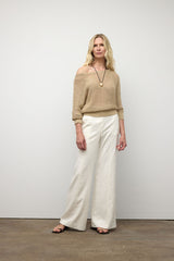 Boat neck crochet sweater