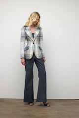 Veste un-bouton en plaid