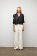 Veste en cuir sans col