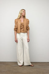 Veste en cuir sans col