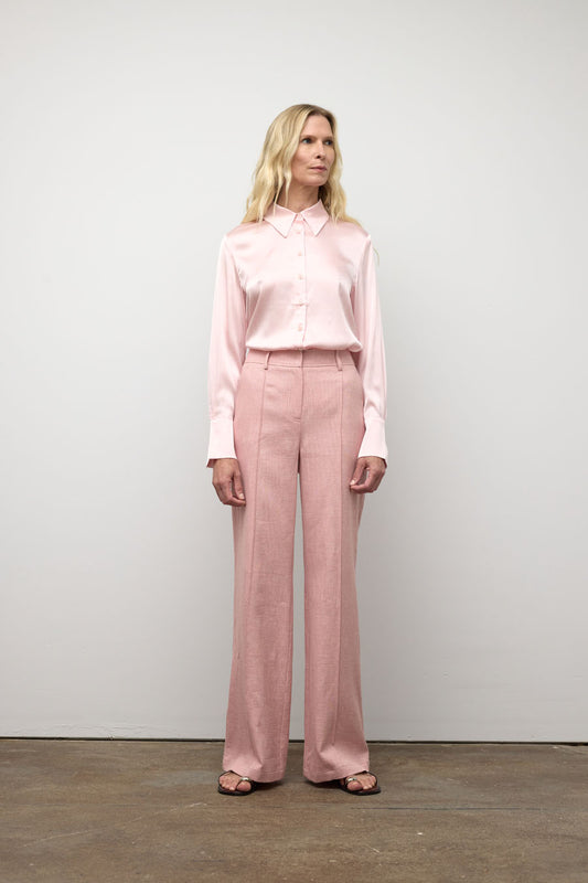 Linen wide leg pant with pintuck