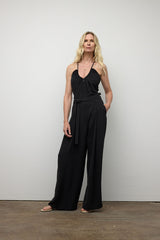 Pantalon large avec ceinture en ruban