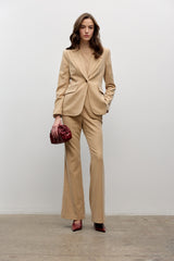 Pinstripe Fitted Blazer with Bell Sleeves