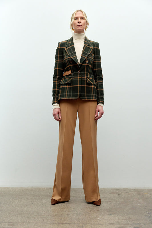 Double-Breasted Plaid Blazer