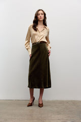 Button down classic stretch silk blouse
