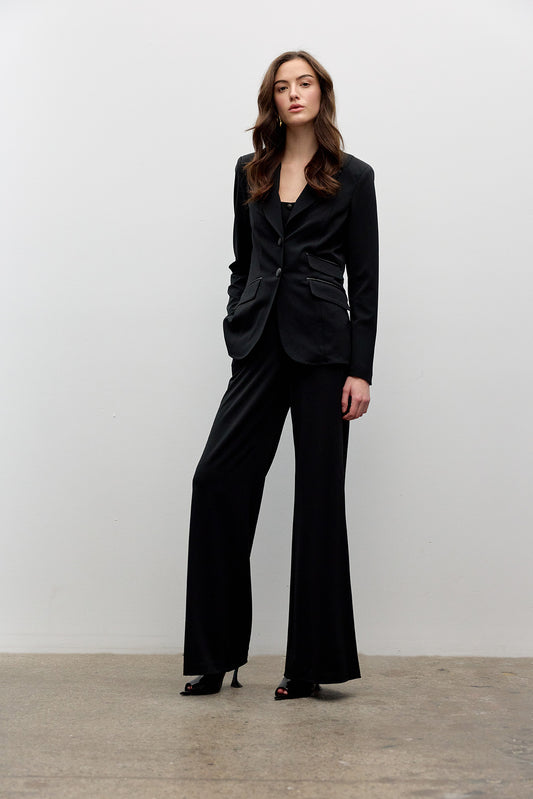 Veste en jersey mat avec détails en cuir végane