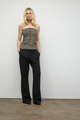 Bustier with leather detail