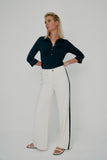Wide leg pant with side stripe