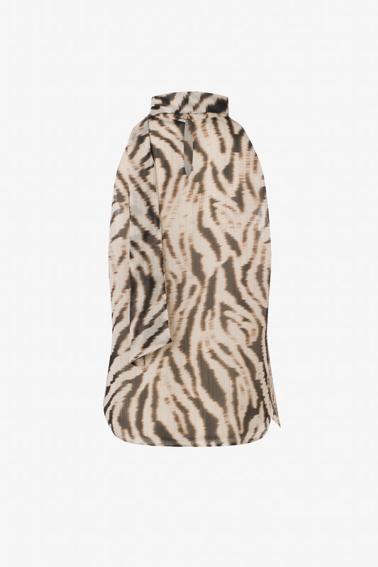Printed sleeveless blouse with scarf