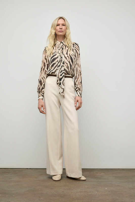 Printed blouse with detachable scarf