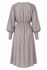 Robe imprimée col en V à poignets hauts