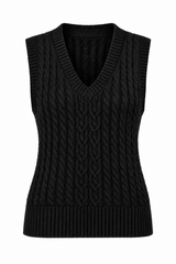 Tricot sans manche à câbles