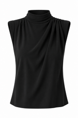 Top plissé en jersey mat à col roulé