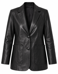 Blazer boyfriend en cuir d'agneau
