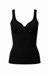 Tricot sans manche encolure en cœur