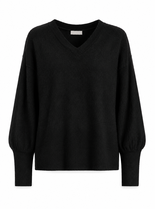 Majestic Filatures - V-neck sweater with Ribbed sleeves