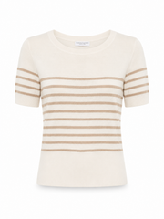 Majestic Filatures - Linen knit stripe elbow sleeve boatneck