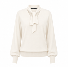 Fine merino blend tie-neck sweater
