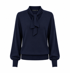 Fine merino blend tie-neck sweater
