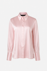 Button down classic stretch silk blouse