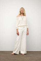 Boat neck crochet sweater