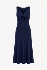 Matte jersey sleeveless dress with shirring