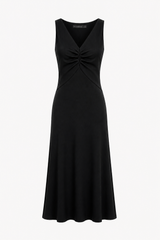 Matte jersey sleeveless dress with shirring