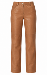 Pantalon droit en cuir d'agneau